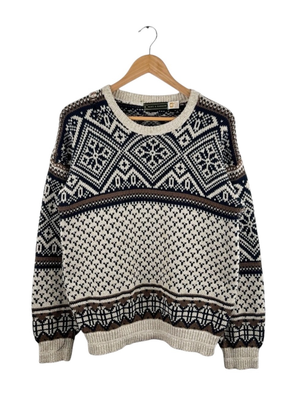 Vintage 90s Fair Isle Sweater Chunky Knit Grandpa Cozy Cotton Mens L USA